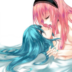 Vocaloid Megurine Luka Ruka Miku Hatsune Kuss küssen liegen Yuri Girls Love Shojo Ai