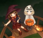 Zwei Mädchen im kostüm hexe geist Halloween
